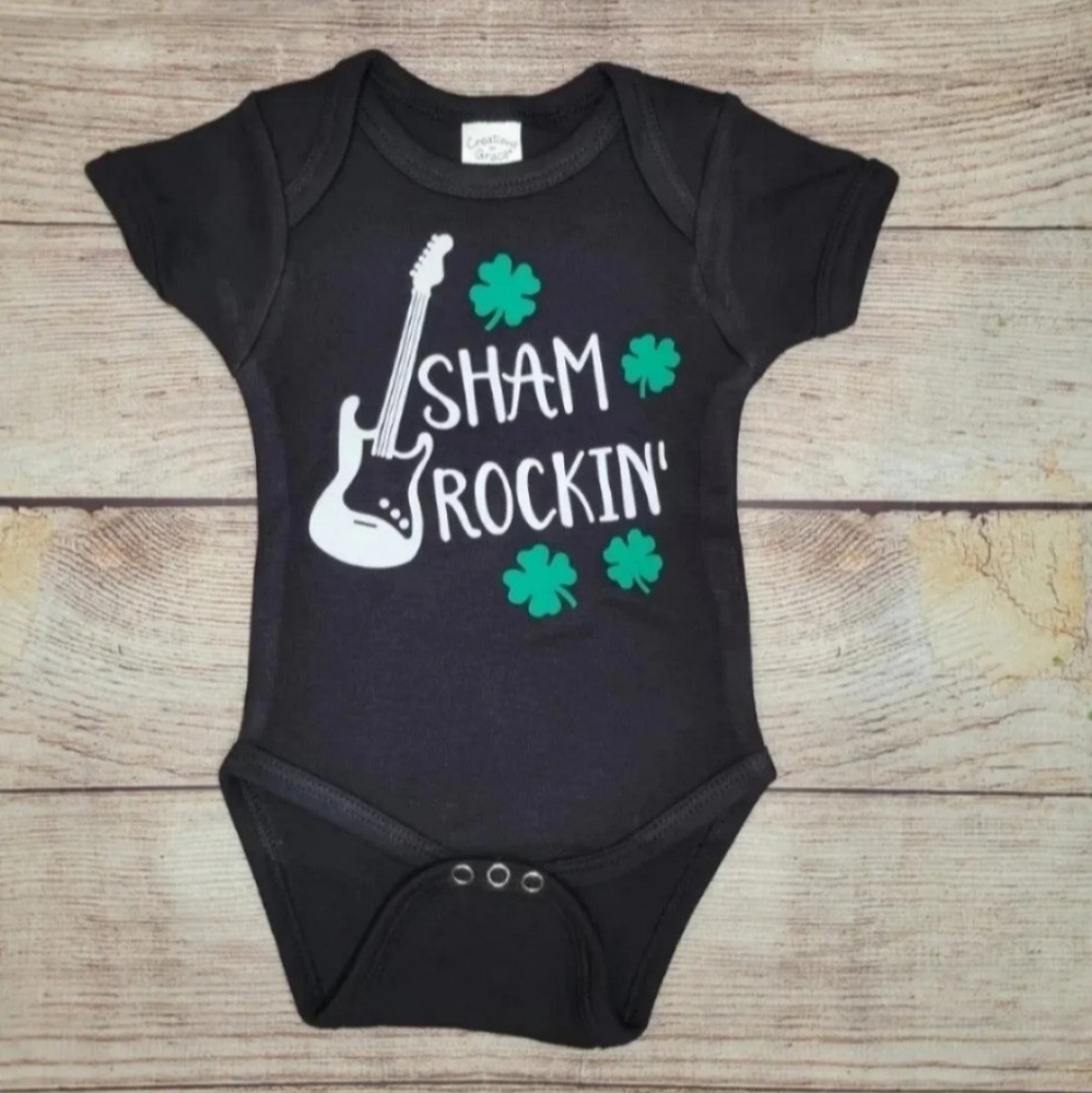 Saint patrick's day sham rockin baby onesie